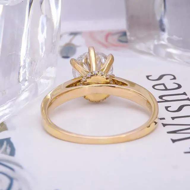 Alt view image 3 of 7 - allentian 1 Carat Moissanite Engagement Ring in 18K Gold - D Color, VVS1 Clarity 6
