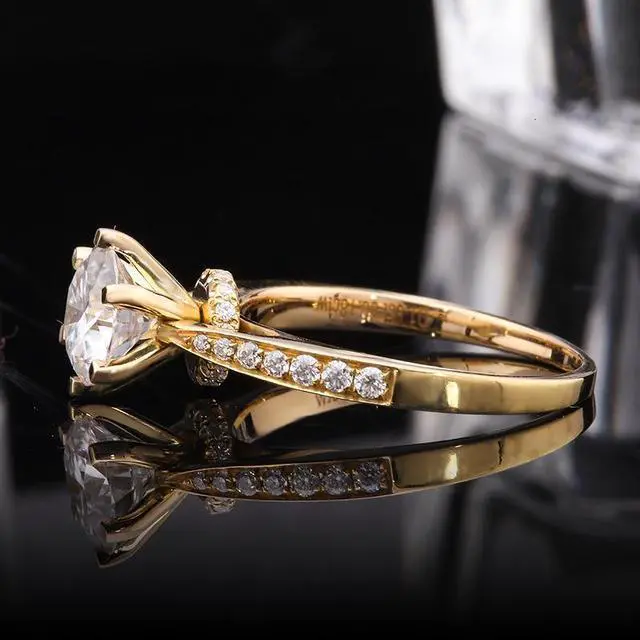 Alt view image 4 of 7 - allentian 1 Carat Moissanite Engagement Ring in 18K Gold - D Color, VVS1 Clarity 6