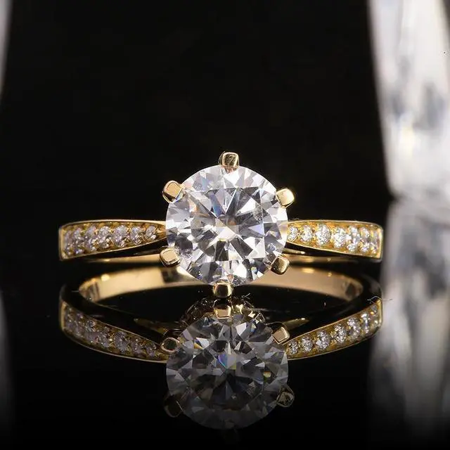Alt view image 5 of 7 - allentian 1 Carat Moissanite Engagement Ring in 18K Gold - D Color, VVS1 Clarity 6
