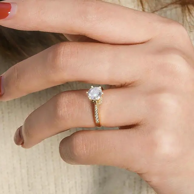Alt view image 6 of 7 - allentian 1 Carat Moissanite Engagement Ring in 18K Gold - D Color, VVS1 Clarity 6