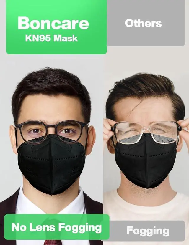 Alt view image 6 of 6 - KN95 Face Masks 100 Pack, Black, 5-Layer Disposable Face Masks, Breathable and Comfortable