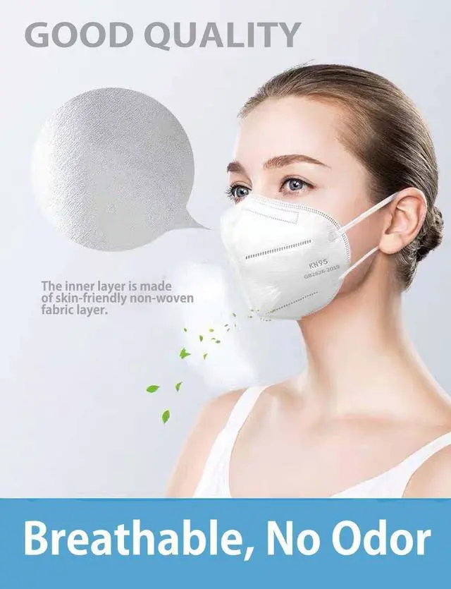 Alt view image 6 of 7 - 100 PCs KN95 Face Masks, 5-Layer Protection 95%, Comfortable 3D Design, Foldable