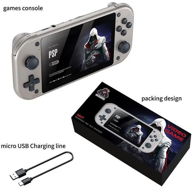 Alt view image 3 of 7 - M17 4K HD Output Handheld Game Console, Portable PSP Style Game Player