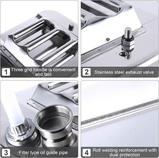 Alt view image 7 of 7 - Stainless Steel Jerry Can 5 Gallon Water Can 10Gallon 20 L Portable