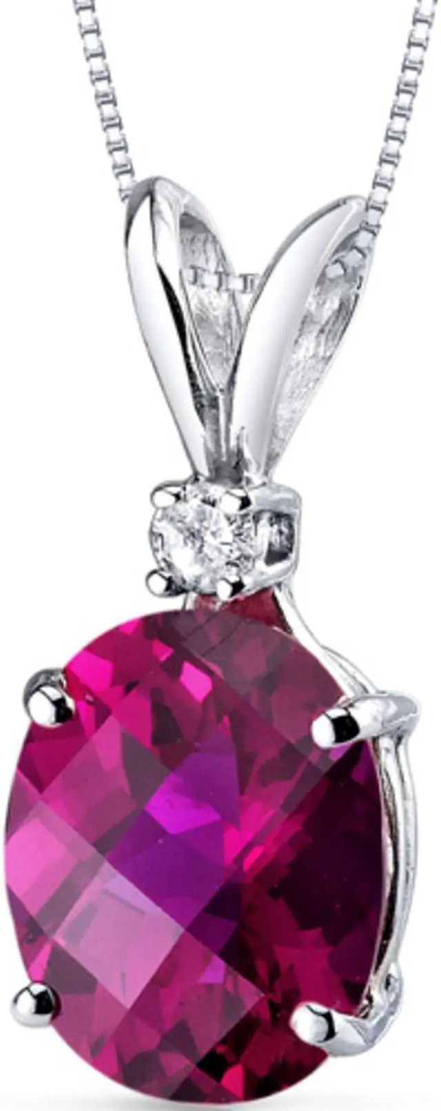 Alt view image 6 of 8 - 14 kt White Gold Oval Shape 3.50 ct Ruby Pendant