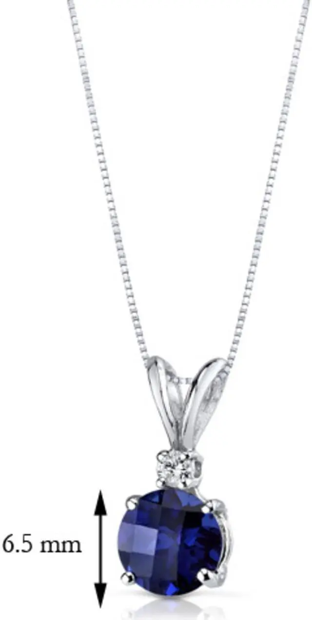 Alt view image 8 of 8 - 14 kt White Gold Round Cut 1.50 ct Blue Sapphire Pendant