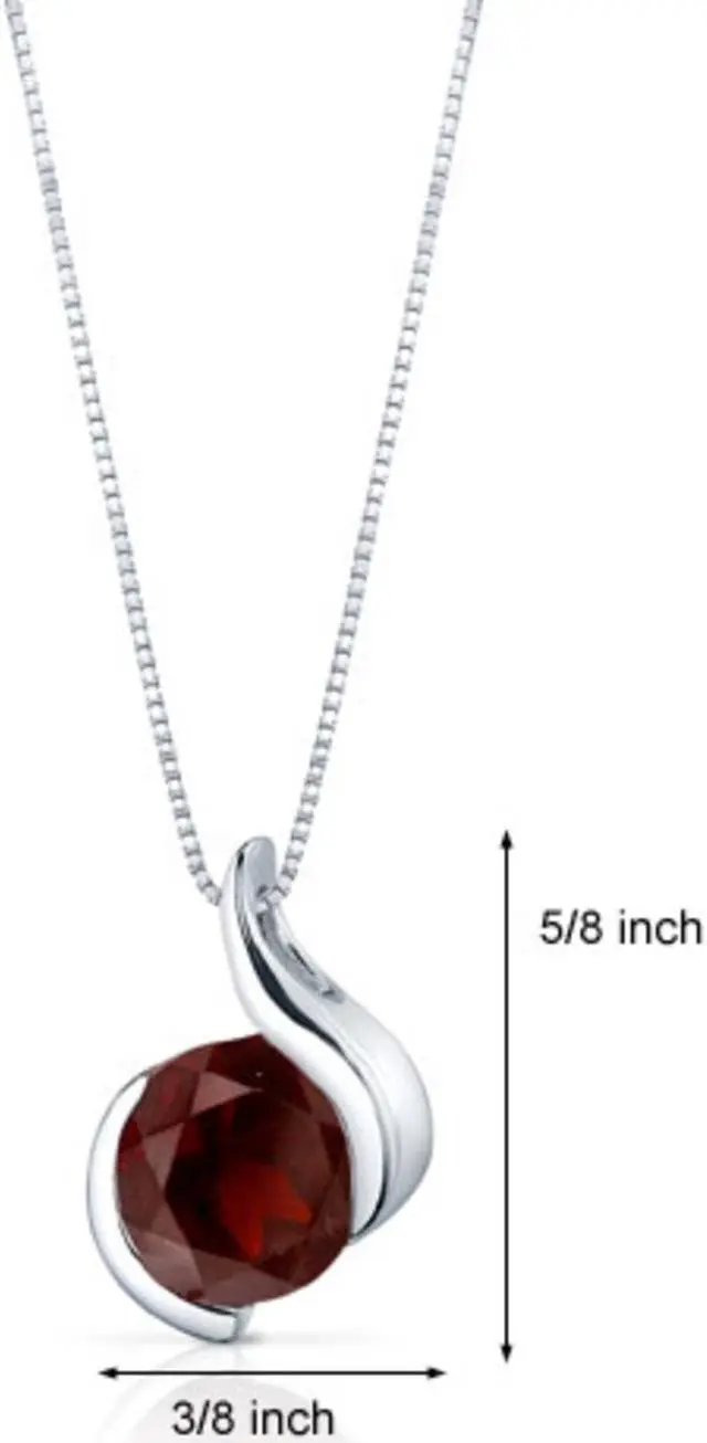 Alt view image 6 of 6 - Stunning Sophistication 2.50 carats Round Shape Sterling Silver Garnet Pendant