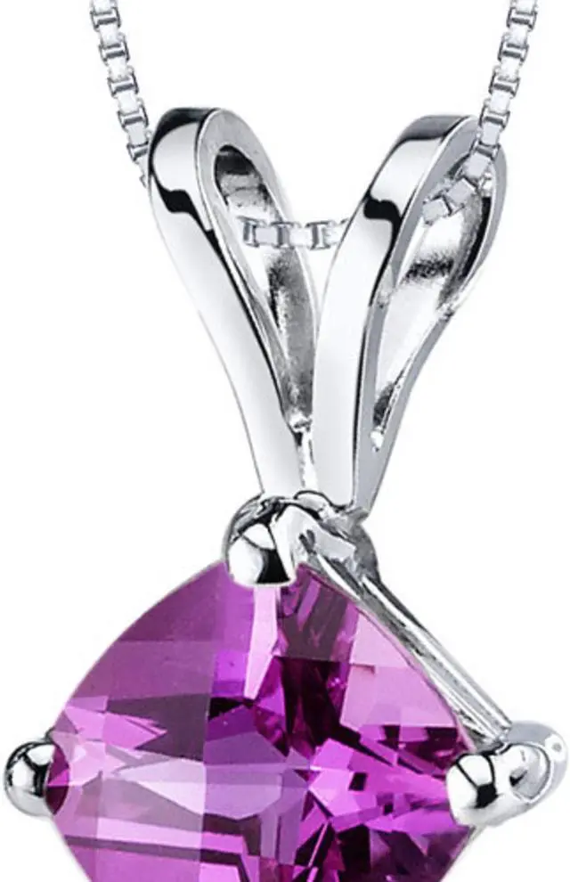 Alt view image 7 of 8 - 14 kt White Gold Cushion Cut 1.00 ct Pink Sapphire Pendant