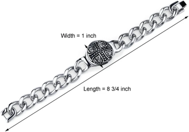 Alt view image 8 of 8 - Rugged ID Style Stainless Steel Celtic Cross Curb Chain Bracelet