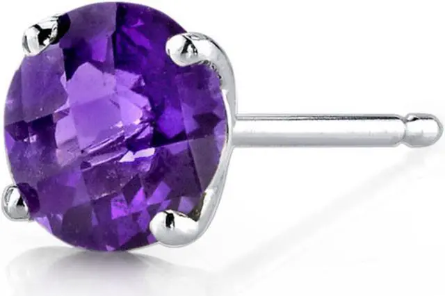 Alt view image 6 of 7 - 14 kt White Gold Round Cut 1.50 ct Amethyst Earrings