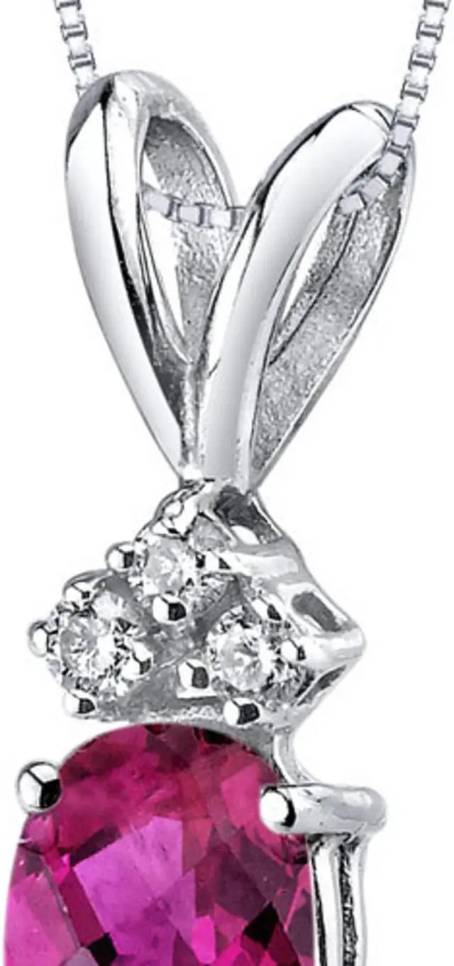 Alt view image 7 of 8 - 14 kt White Gold Oval Shape 1.00 ct Ruby Pendant