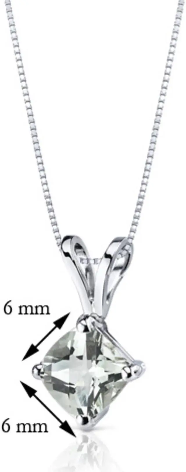 Alt view image 8 of 8 - 14 kt White Gold Cushion Cut 0.75 ct Green Amethyst Pendant