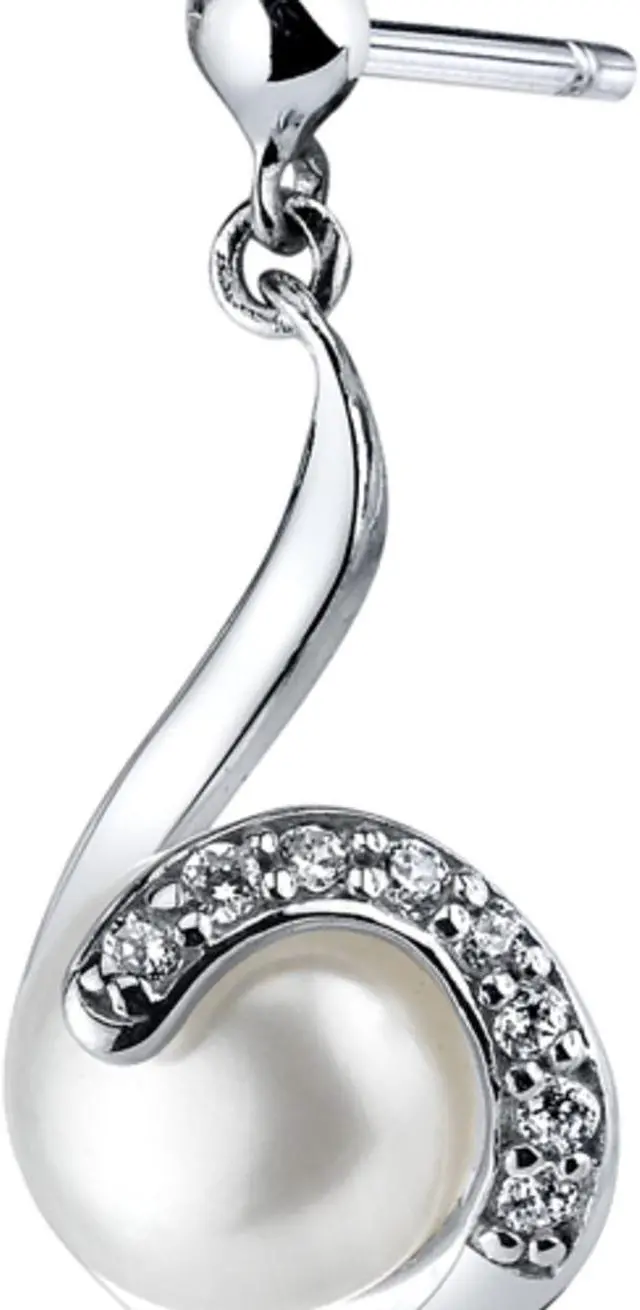 Alt view image 6 of 7 - Oravo 7.5mm Freshwater White Pearl Earrings in Sterling Silver