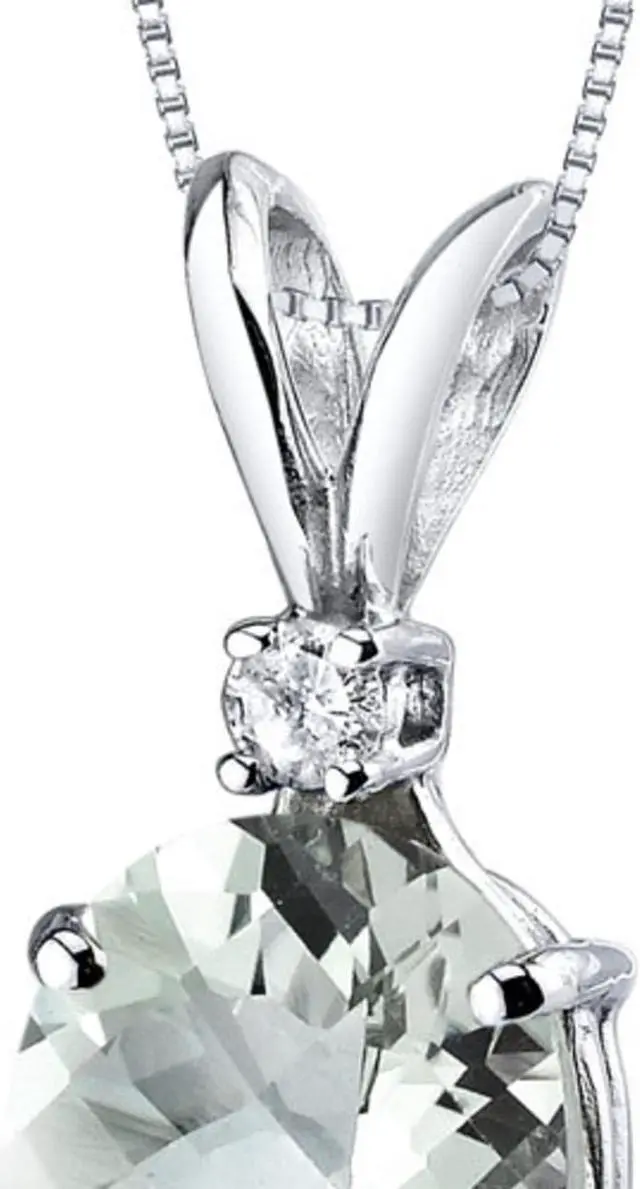 Alt view image 7 of 8 - 14 kt White Gold Oval Shape 2.25 ct Green Amethyst Pendant