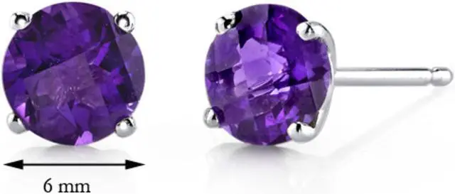 Alt view image 7 of 7 - 14 kt White Gold Round Cut 1.50 ct Amethyst Earrings