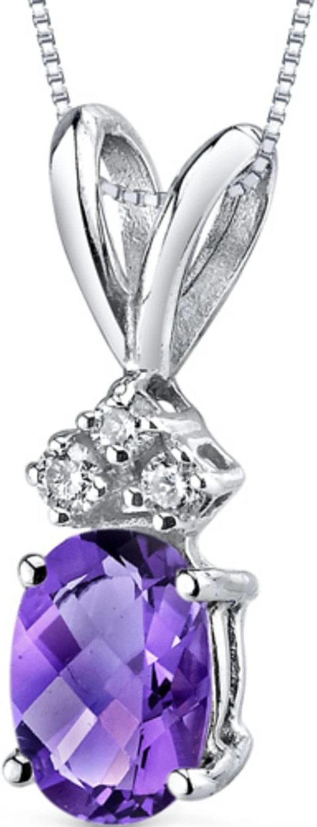 Alt view image 6 of 8 - 14 kt White Gold Oval Shape 0.75 ct Amethyst Pendant