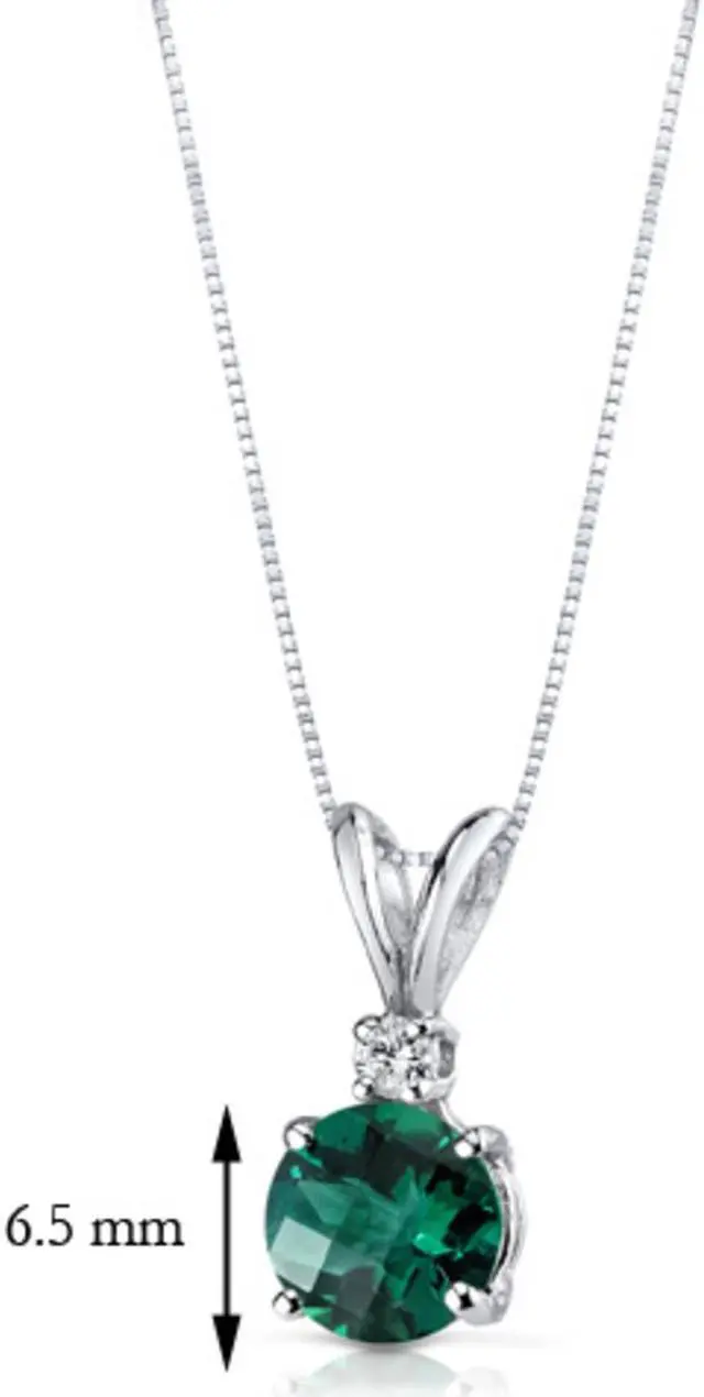 Alt view image 8 of 8 - 14 kt White Gold Round Cut 1.00 ct Emerald Pendant