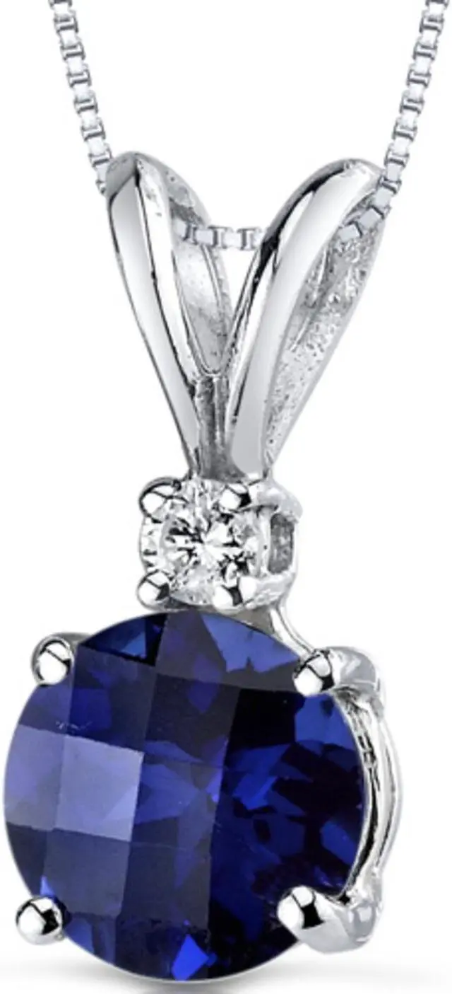 Alt view image 6 of 8 - 14 kt White Gold Round Cut 1.50 ct Blue Sapphire Pendant