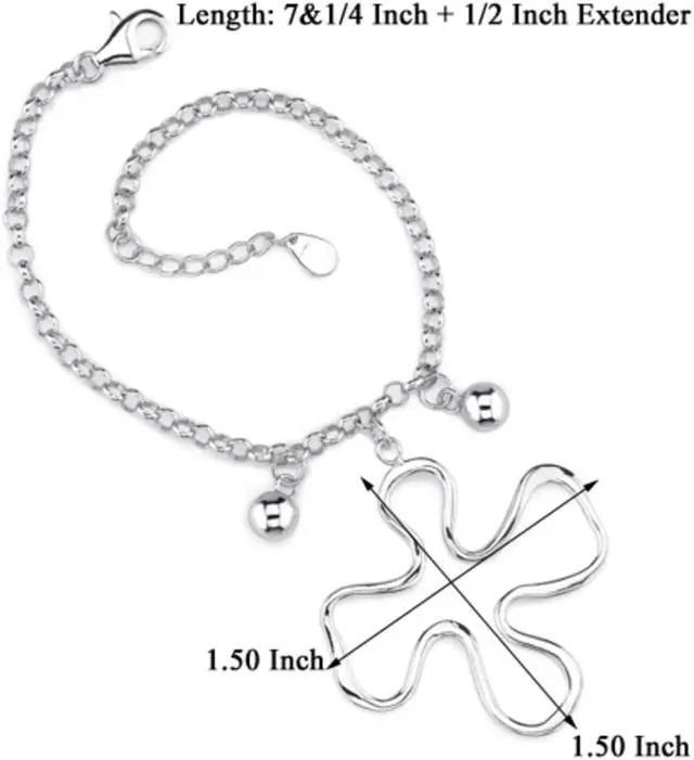Alt view image 5 of 6 - Trendy Style: Sterling Silver Designer Inspired Rolo Chain Bracelet with a Jigsaw Puzzle Charm