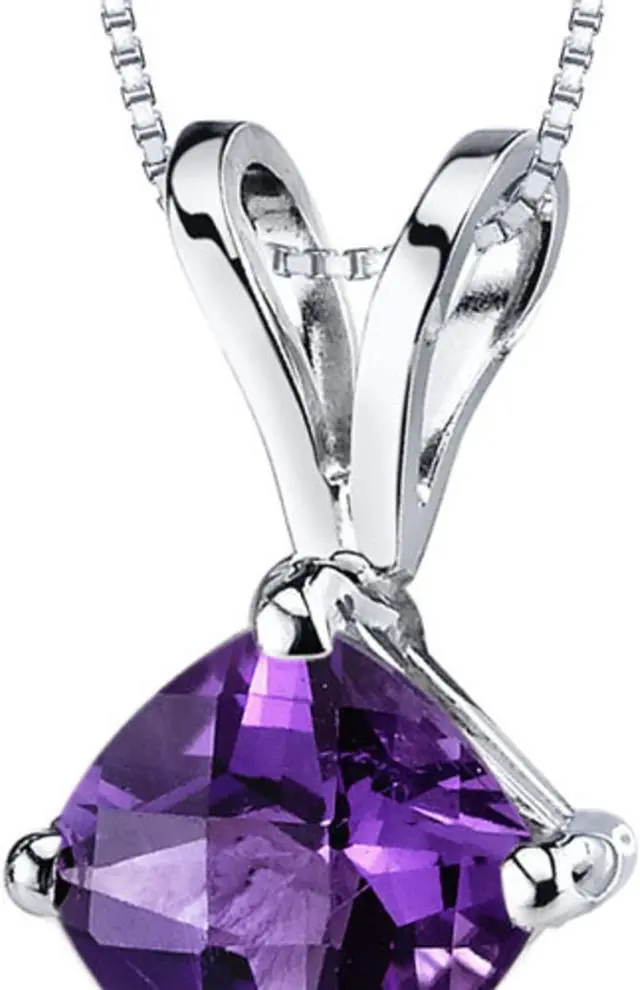 Alt view image 7 of 8 - 14 kt White Gold Cushion Cut 0.75 ct Amethyst Pendant