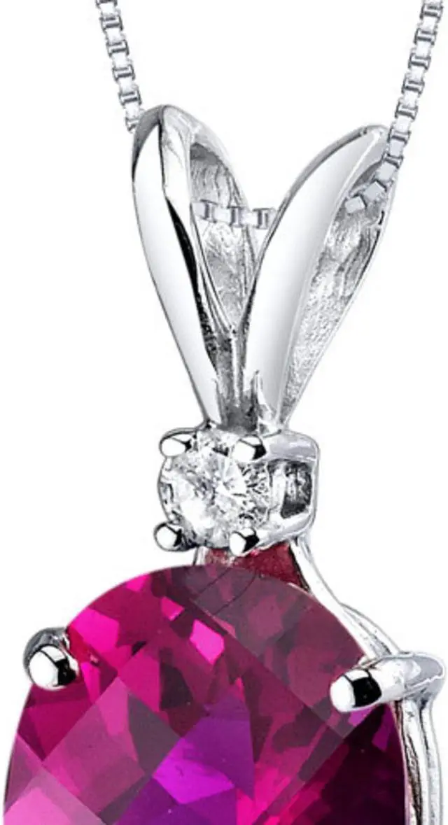 Alt view image 7 of 8 - 14 kt White Gold Oval Shape 3.50 ct Ruby Pendant