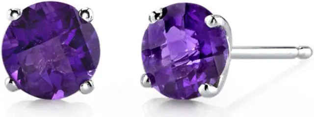 Alt view image 5 of 7 - 14 kt White Gold Round Cut 1.50 ct Amethyst Earrings