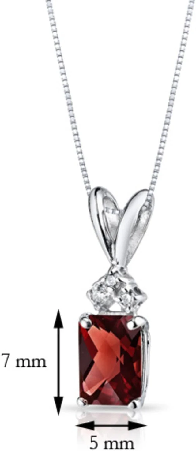 Alt view image 8 of 8 - 14 kt White Gold Radiant Cut 1.00 ct Garnet Pendant