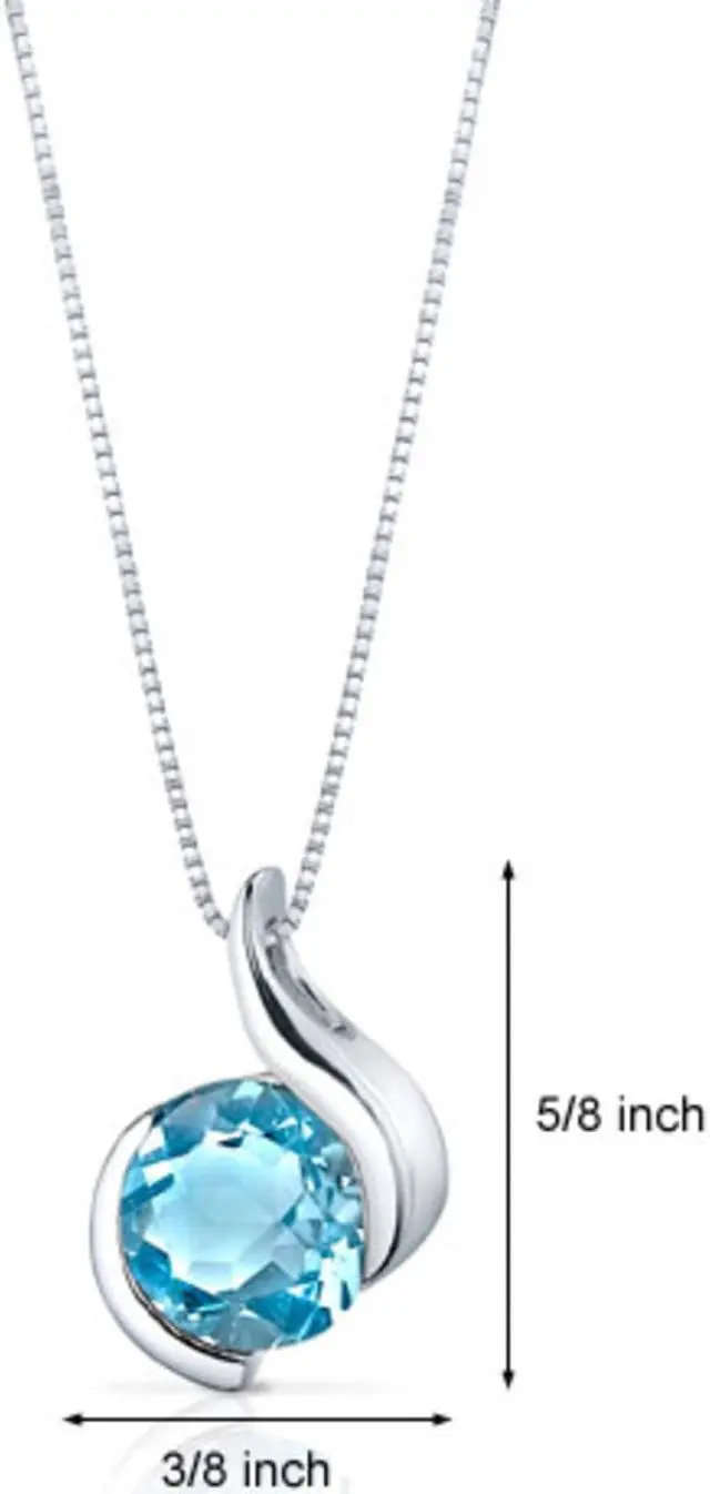 Alt view image 9 of 10 - Oravo SP9486 2.25Ct Round Shaped Swiss Blue Topaz in Sterling Silver Pendant