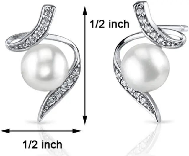 Alt view image 7 of 7 - Oravo SE8342 6.5mm Freshwater White Pearl Earrings in Sterling Silver