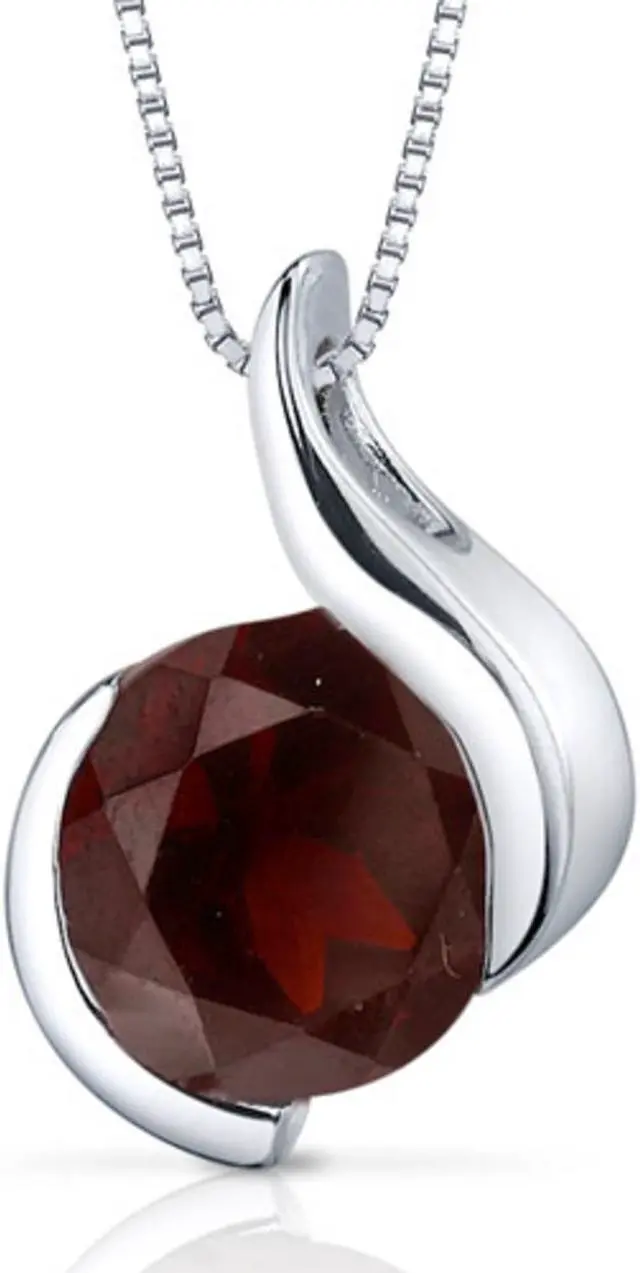 Alt view image 4 of 6 - Stunning Sophistication 2.50 carats Round Shape Sterling Silver Garnet Pendant