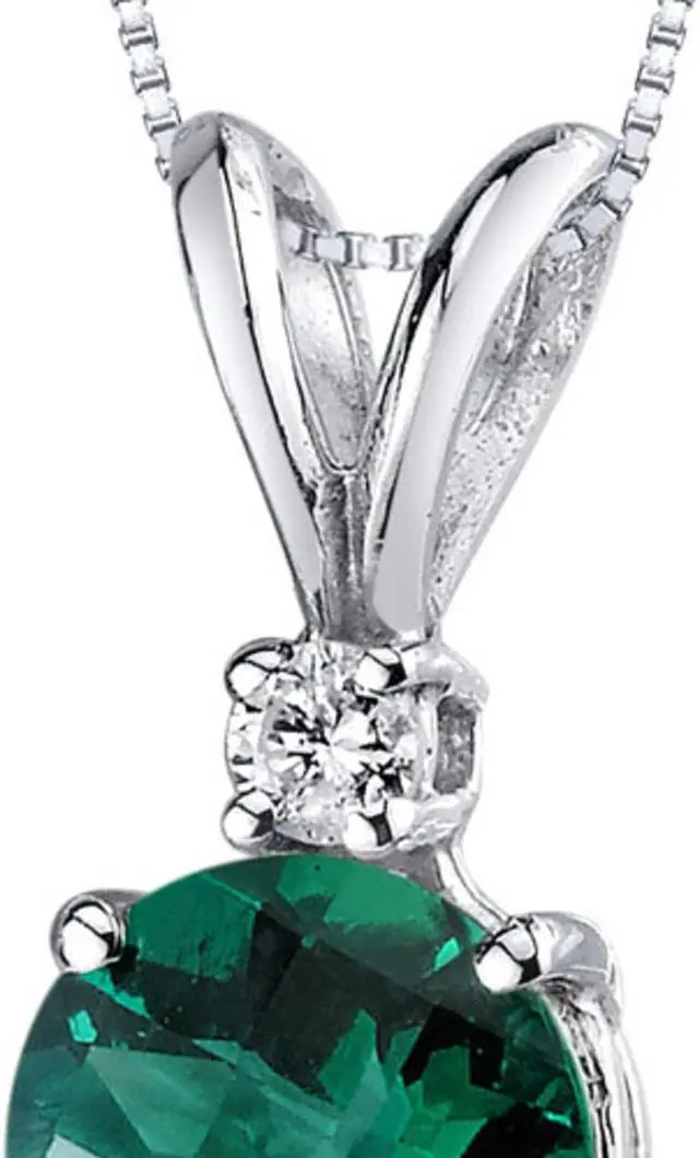 Alt view image 7 of 8 - 14 kt White Gold Round Cut 1.00 ct Emerald Pendant