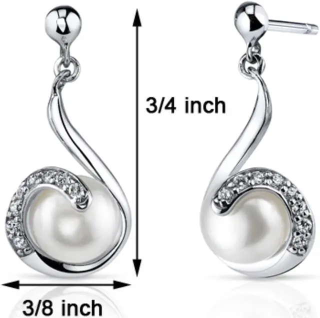 Alt view image 7 of 7 - Oravo 7.5mm Freshwater White Pearl Earrings in Sterling Silver