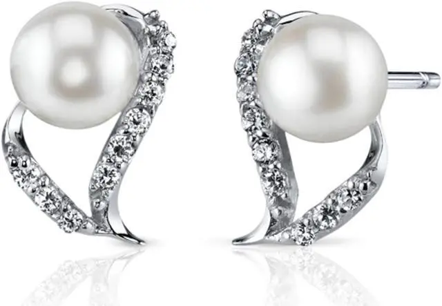 Alt view image 5 of 7 - 7.0Mm Freshwater White Pearl Earrings in Sterling Silver