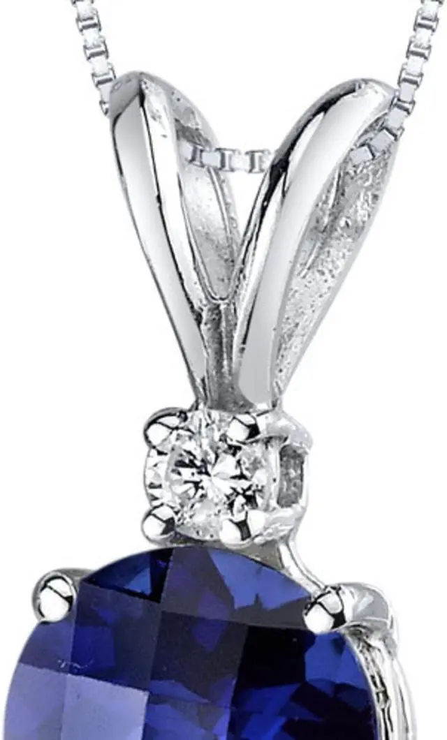 Alt view image 7 of 8 - 14 kt White Gold Round Cut 1.50 ct Blue Sapphire Pendant