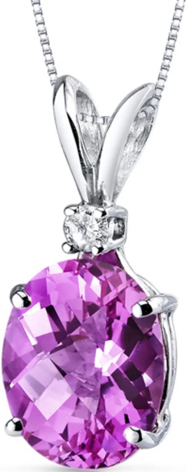 Alt view image 6 of 8 - 14 kt White Gold Oval Shape 3.50 ct Pink Sapphire Pendant