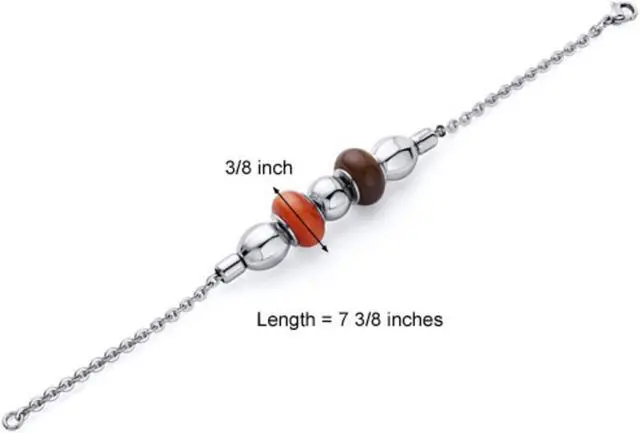 Alt view image 4 of 4 - Red and Brown Roundel Bead Stainless Steel Chain Bracelet