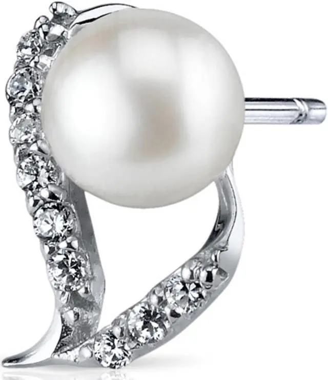 Alt view image 6 of 7 - 7.0Mm Freshwater White Pearl Earrings in Sterling Silver