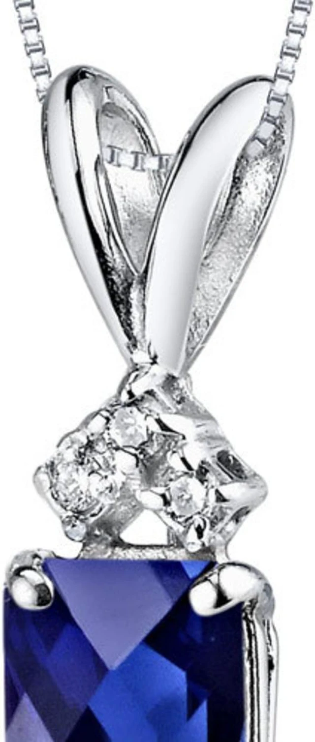 Alt view image 7 of 8 - 14 kt White Gold Radiant Cut 1.25 ct Blue Sapphire Pendant