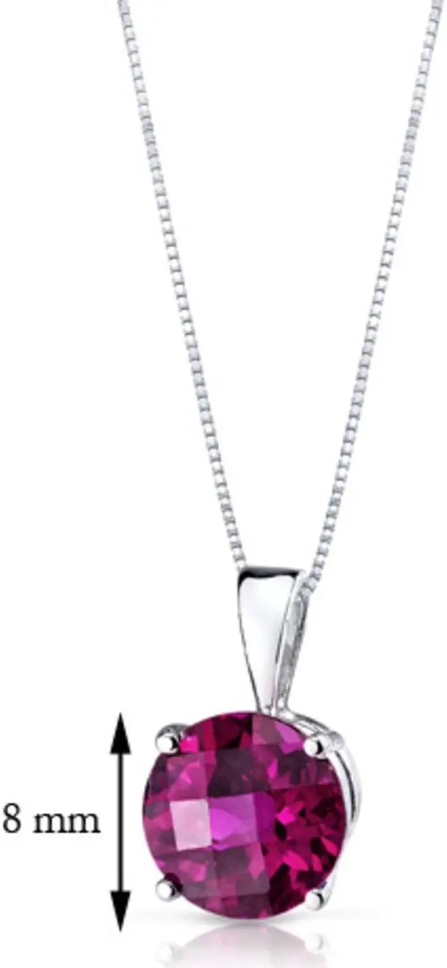 Alt view image 8 of 8 - 14 kt White Gold Round Cut 2.50 ct Ruby Pendant