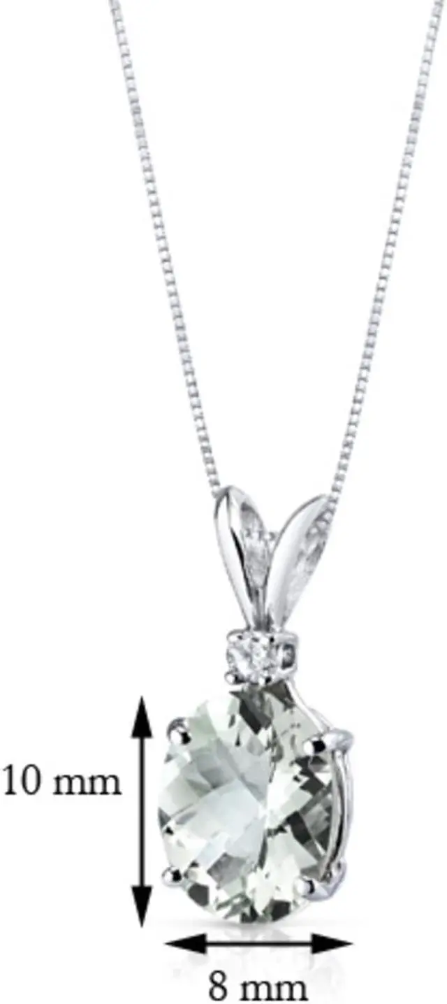Alt view image 8 of 8 - 14 kt White Gold Oval Shape 2.25 ct Green Amethyst Pendant