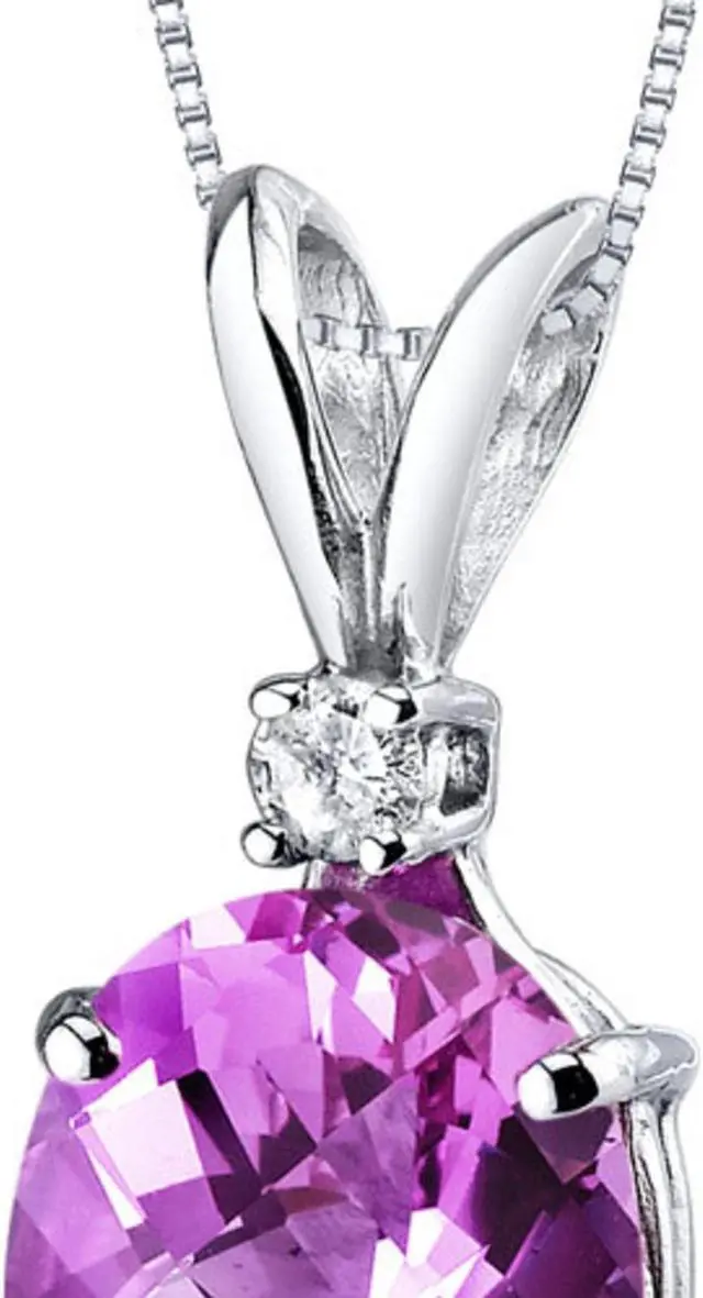 Alt view image 7 of 8 - 14 kt White Gold Oval Shape 3.50 ct Pink Sapphire Pendant