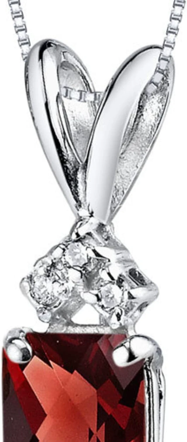 Alt view image 7 of 8 - 14 kt White Gold Radiant Cut 1.00 ct Garnet Pendant