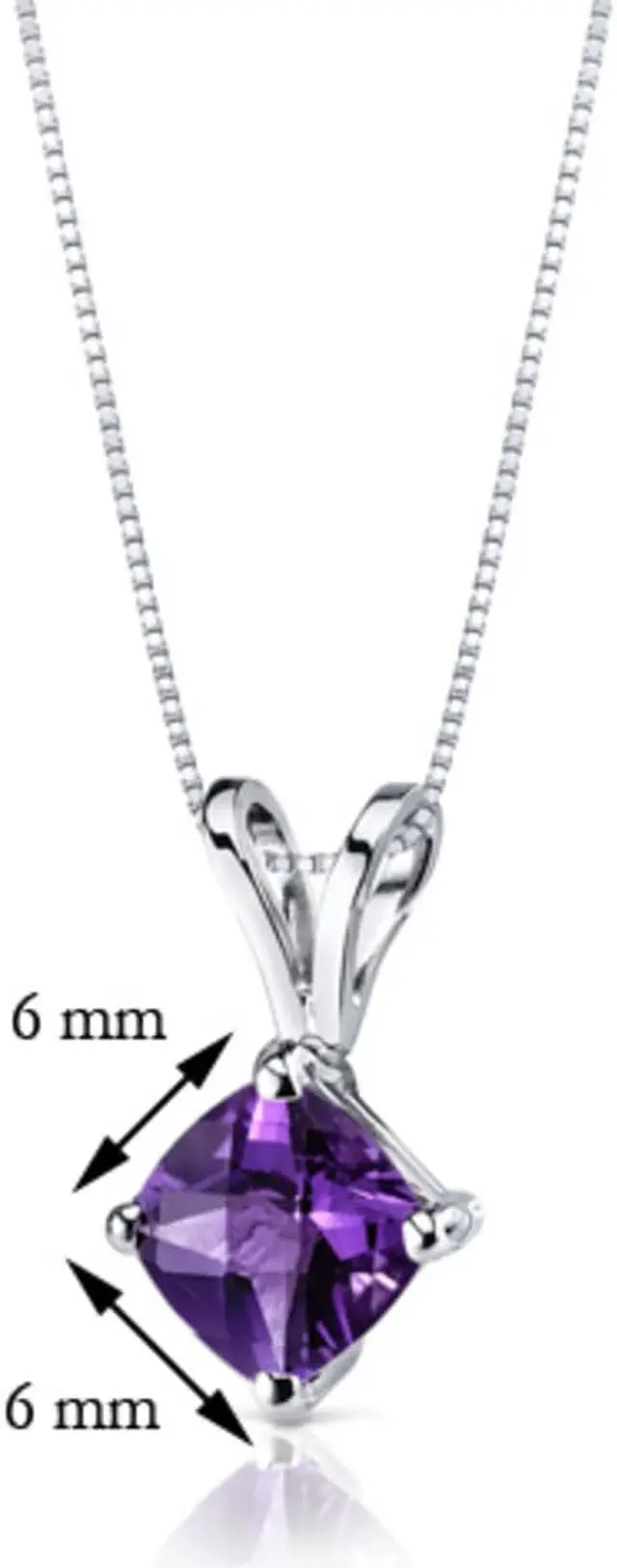 Alt view image 8 of 8 - 14 kt White Gold Cushion Cut 0.75 ct Amethyst Pendant