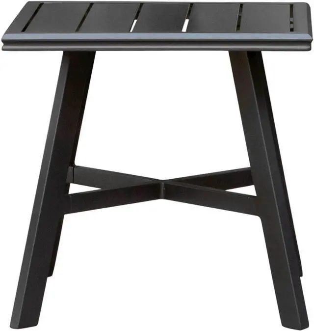 Alt view image 3 of 9 - All-Weather Commercial-Grade Aluminum 22" Square Slat-Top Side Table