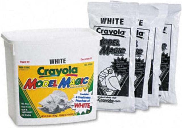 Alt view image 9 of 13 - Binney & Smith 574400 Model Magic Self-Hardening Modeling Compound  Four 8oz Pouches per Bucket  White