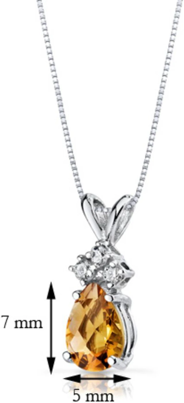Alt view image 8 of 8 - 14 kt White Gold Pear Shape 0.75 ct Citrine Pendant