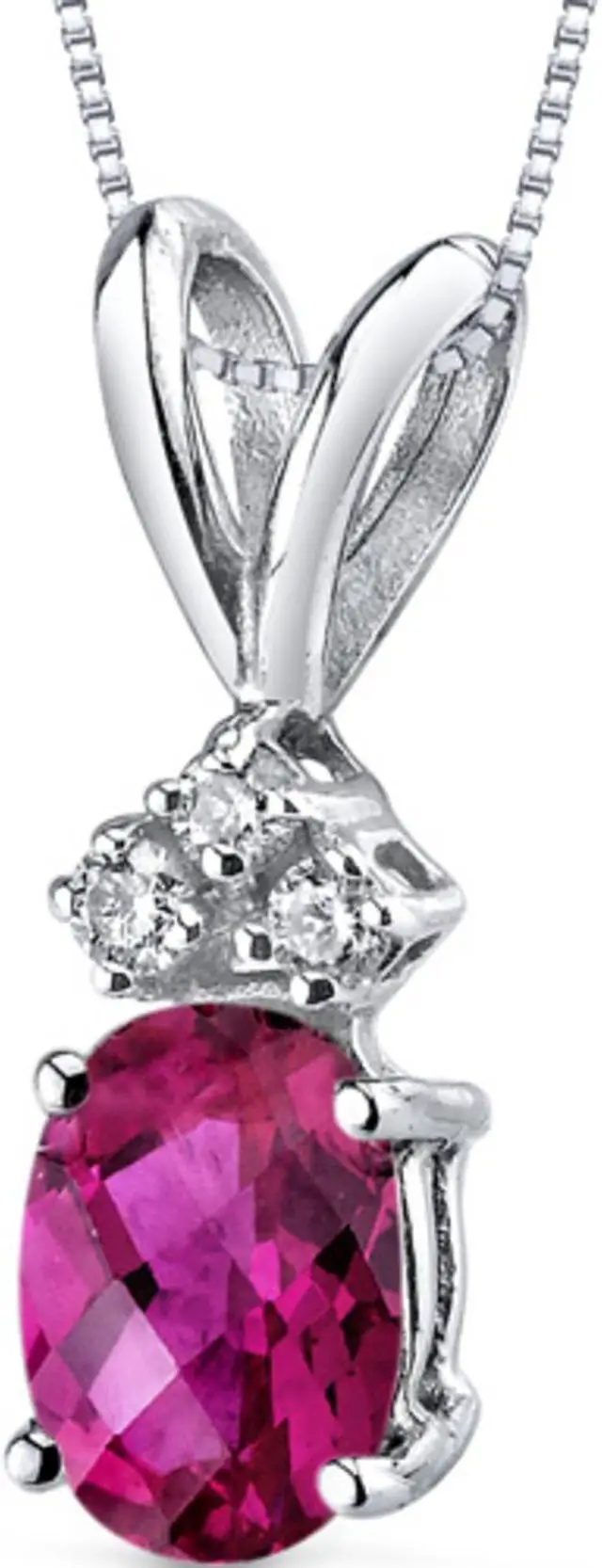 Alt view image 6 of 8 - 14 kt White Gold Oval Shape 1.00 ct Ruby Pendant