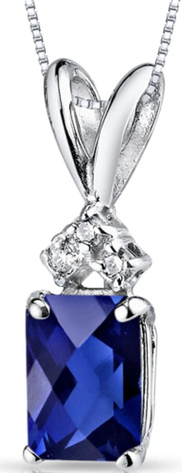 Alt view image 6 of 8 - 14 kt White Gold Radiant Cut 1.25 ct Blue Sapphire Pendant