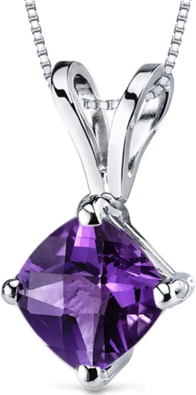 Alt view image 6 of 8 - 14 kt White Gold Cushion Cut 0.75 ct Amethyst Pendant