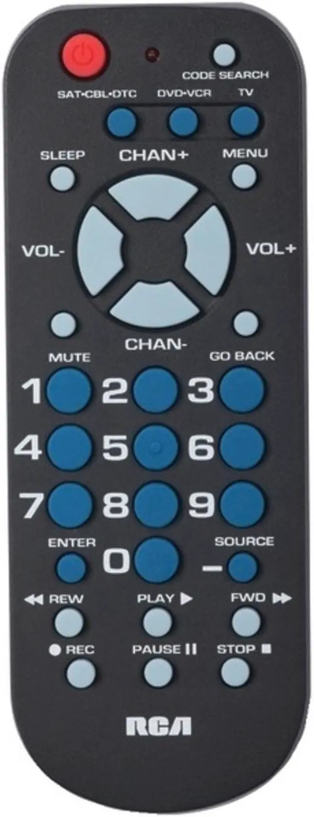 Alt view image 4 of 7 - RCA RCR503BR 3-Device Palm-Sized Universal Remote